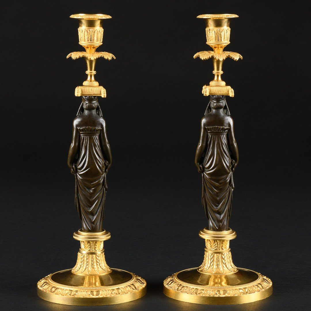 Important Pair Of Directory Period Candlesticks “ Retour D’egypte ” - Circa 1795-1799 -photo-3