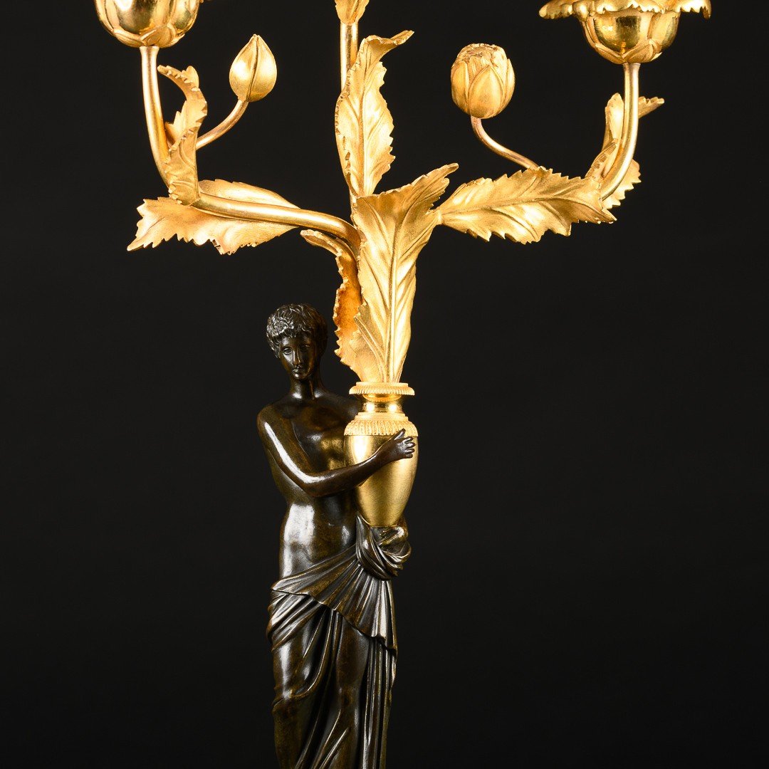 Superior Pair Of Late 18th Century Directory Period Candelabra “ Aux Pavots ”-photo-3