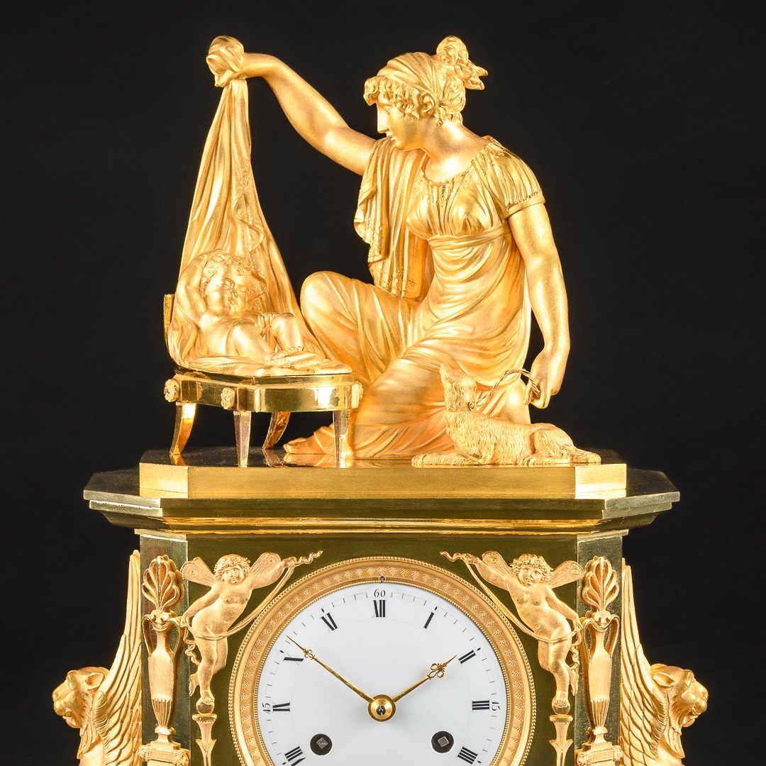 Refined Empire Mantel Clock “ L’inquiétude Maternelle ” -  Circa 1806-photo-2