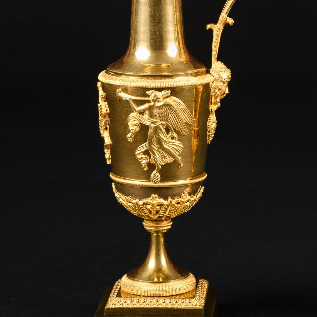 Claude Galle - Remarkable Pair Of Gilt Bronze Empire Ewers - Circa 1805-photo-4