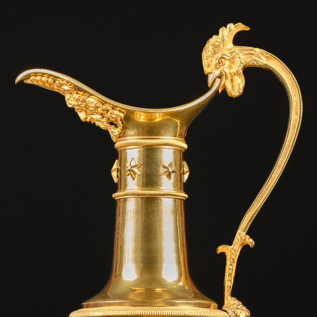 Claude Galle - Remarkable Pair Of Gilt Bronze Empire Ewers - Circa 1805-photo-3