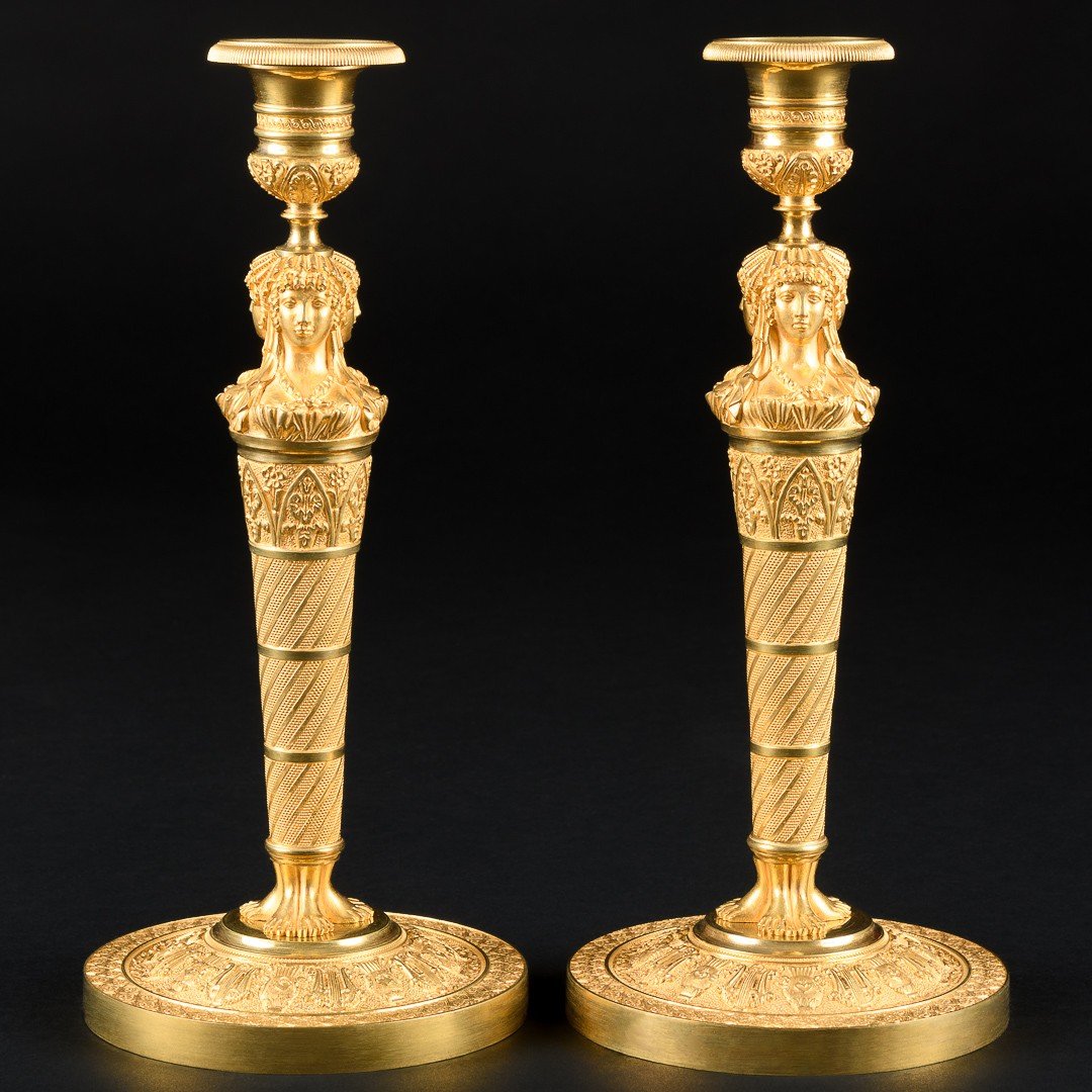Claude Galle - Impressive Pair Of Empire Candlesticks “ Retour D’egypte ” - Circa 1804-photo-3