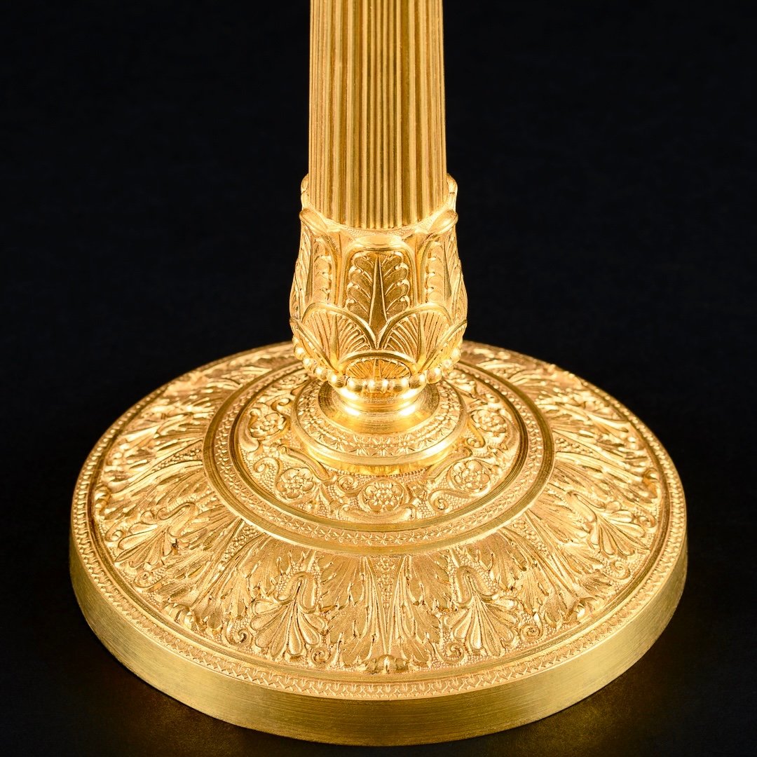 Signés Galle - Supérieure Paire De Bougeoirs Empire - Hauteur 29,5 cm-photo-4