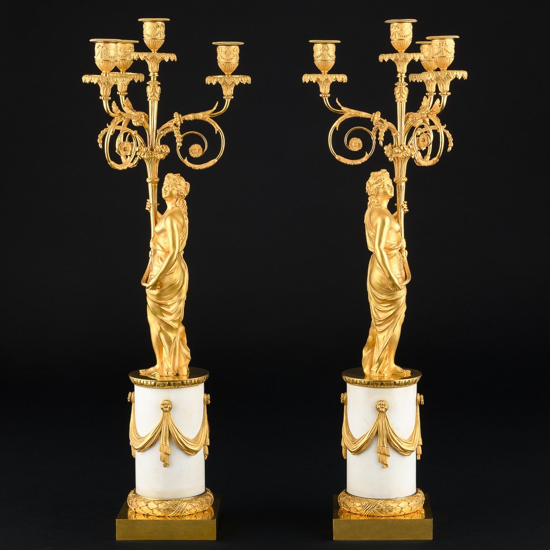 Magnificent Pair Of 18th Century Louis XVI Period Candelabra-photo-3