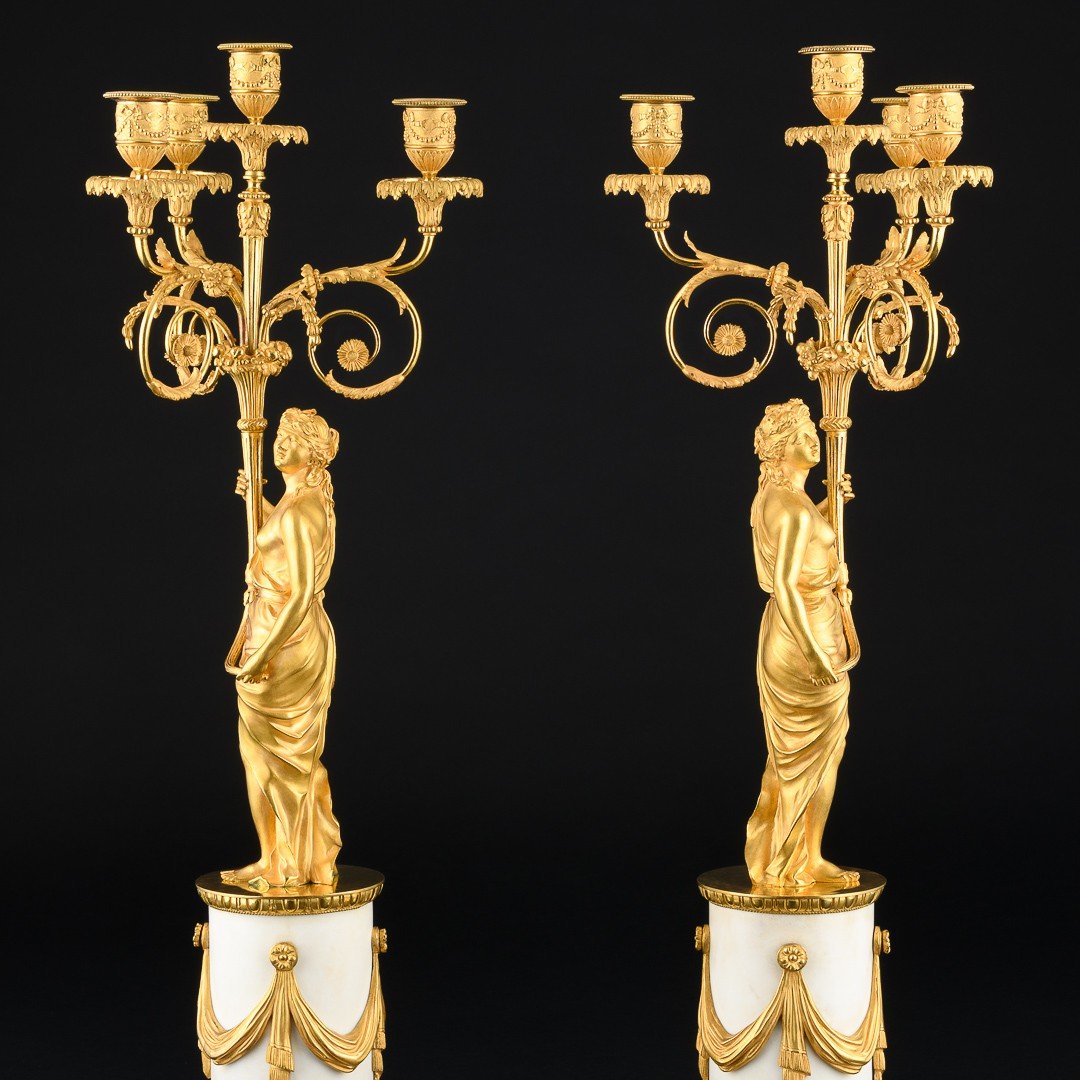 Magnificent Pair Of 18th Century Louis XVI Period Candelabra-photo-4