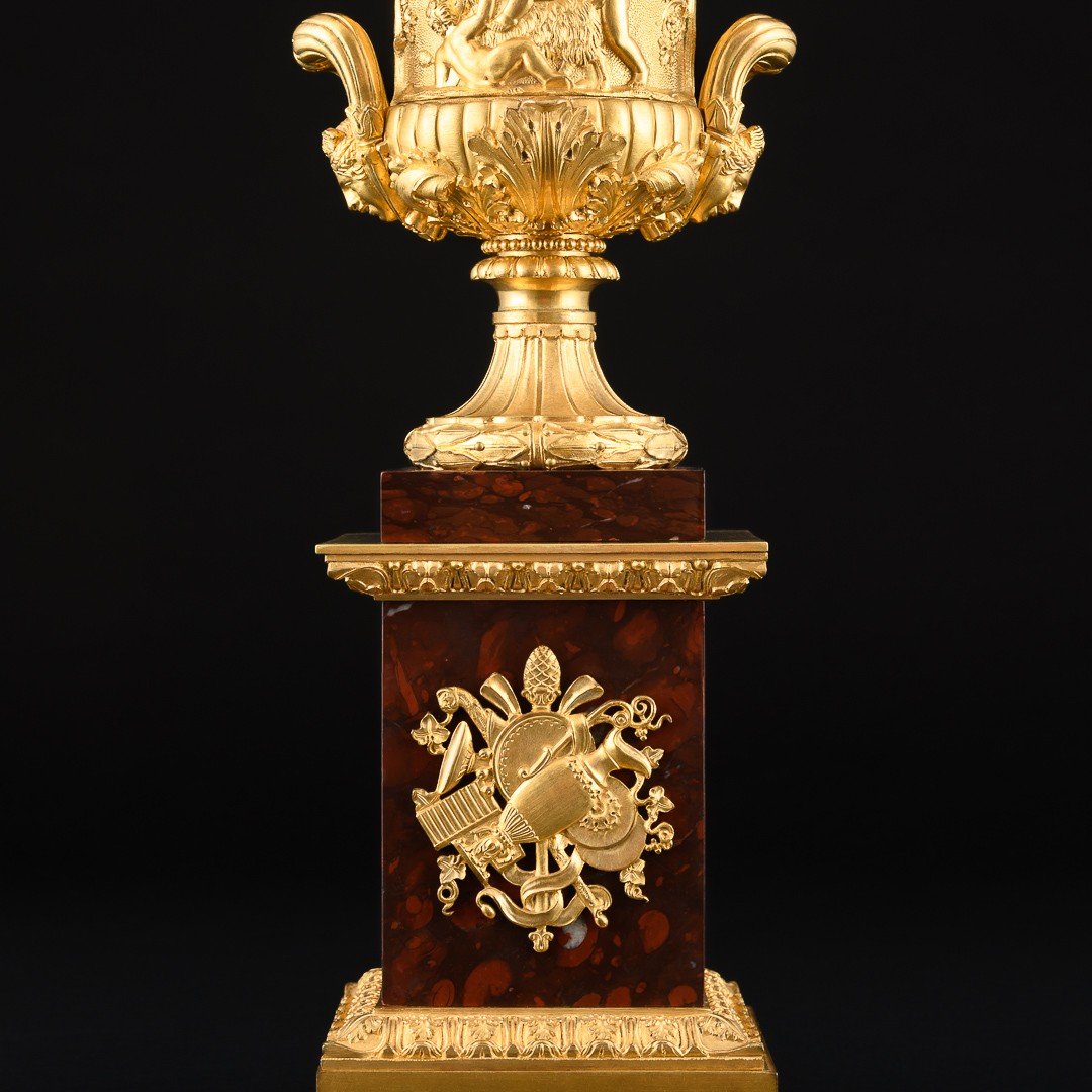 Exceptional Large Pair Of Empire Medici Vases With Bacchanal Scenes-photo-3