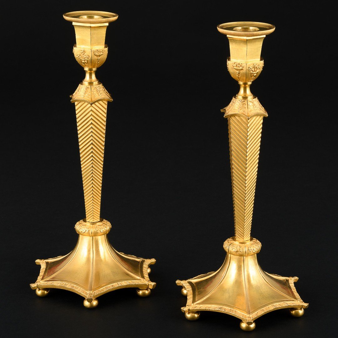 Claude Galle  - Supérieure Paire De Bougeoirs Empire - Vers 1805-photo-3