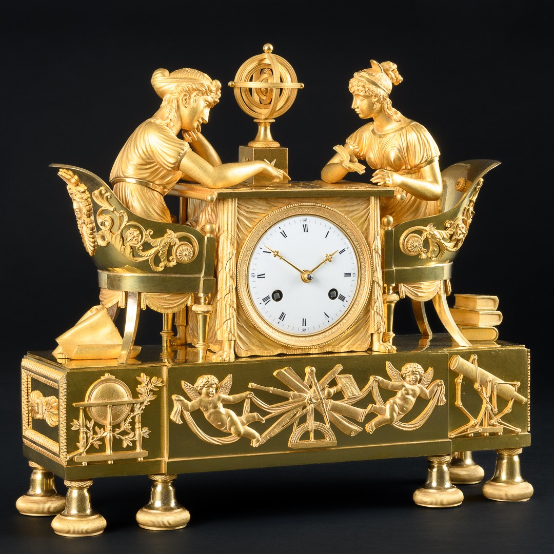Claude Galle - Rare Empire Mantel Clock “ The Astronomy Lesson ” - Circa 1807-photo-3