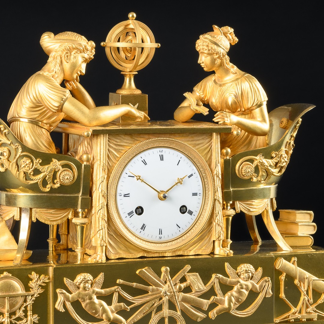 Claude Galle - Rare Empire Mantel Clock “ The Astronomy Lesson ” - Circa 1807-photo-4