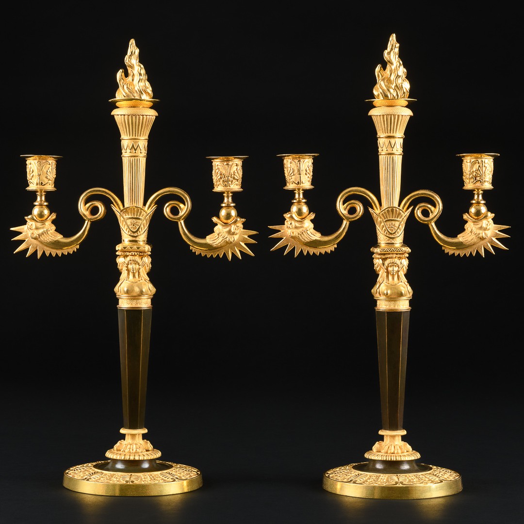 Claude Galle - Rare paire de candélabres Empire à dragons - Vers 1810