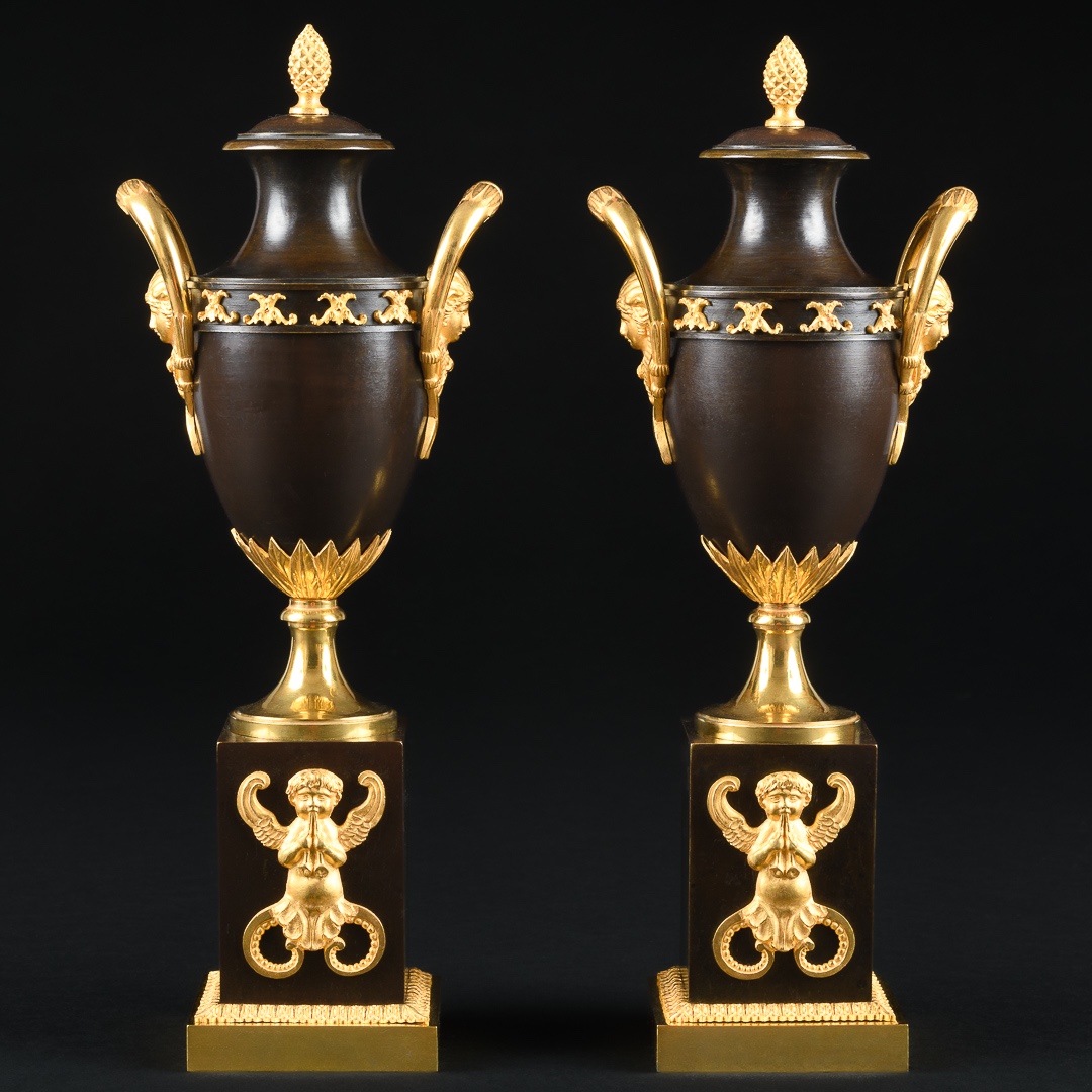 Rare Paire de cassolettes / bougeoirs à double usage d’époque Consulat (1799-1804)-photo-3