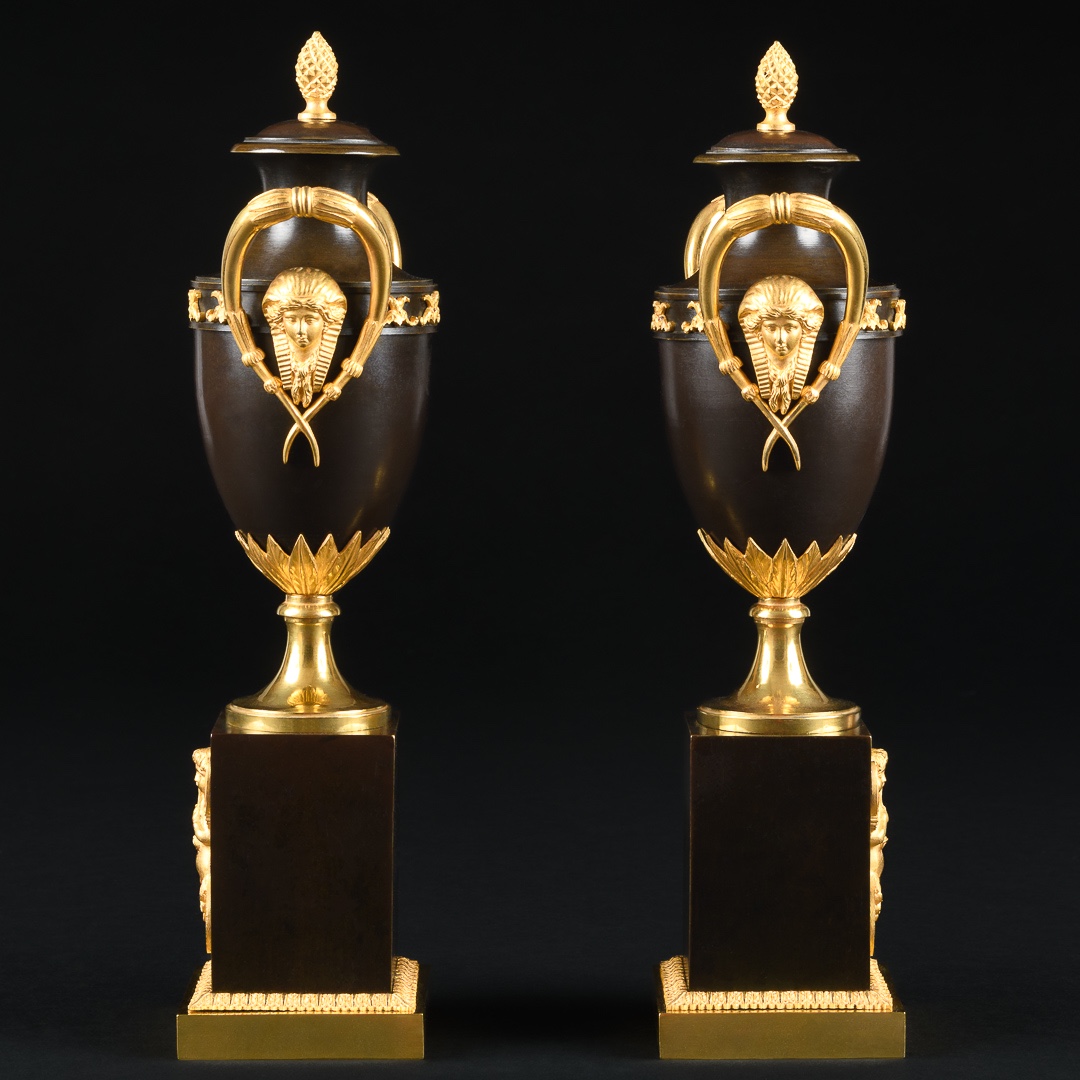 Rare Paire de cassolettes / bougeoirs à double usage d’époque Consulat (1799-1804)-photo-1