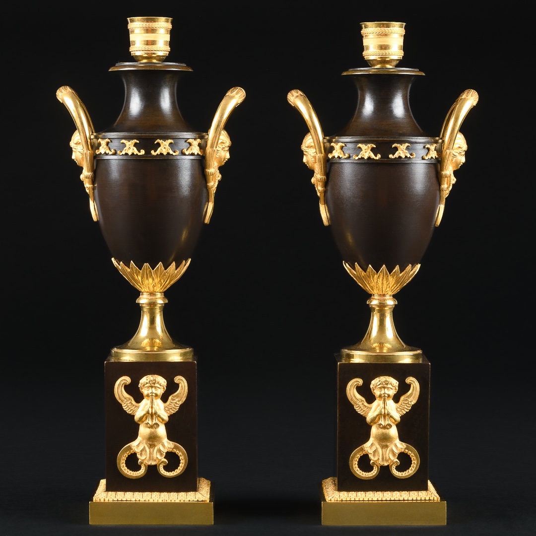 Rare Paire de cassolettes / bougeoirs à double usage d’époque Consulat (1799-1804)-photo-3