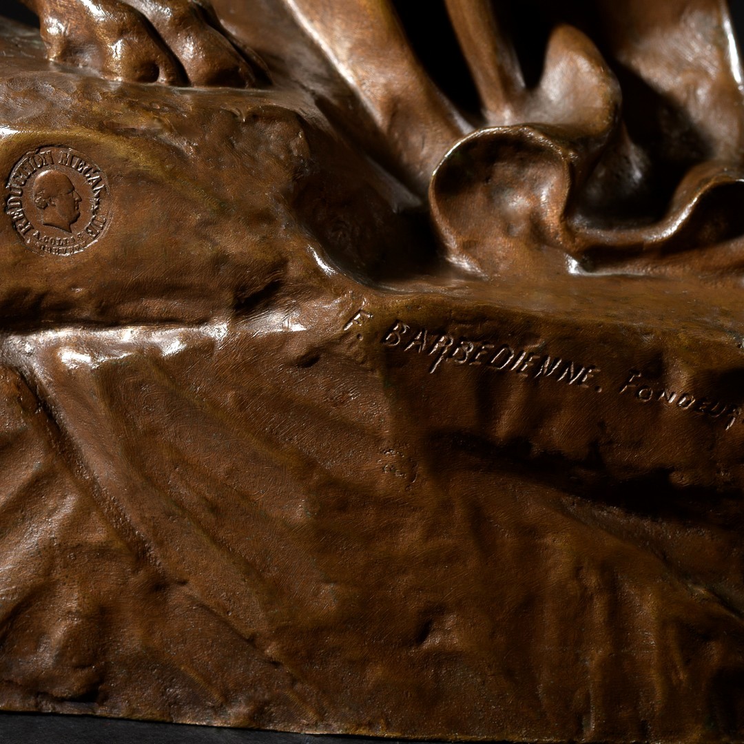 Grande Sculpture En Bronze “ Nymphe De Diane ” Signée Eugène Aizelin - H : 79 cm-photo-8