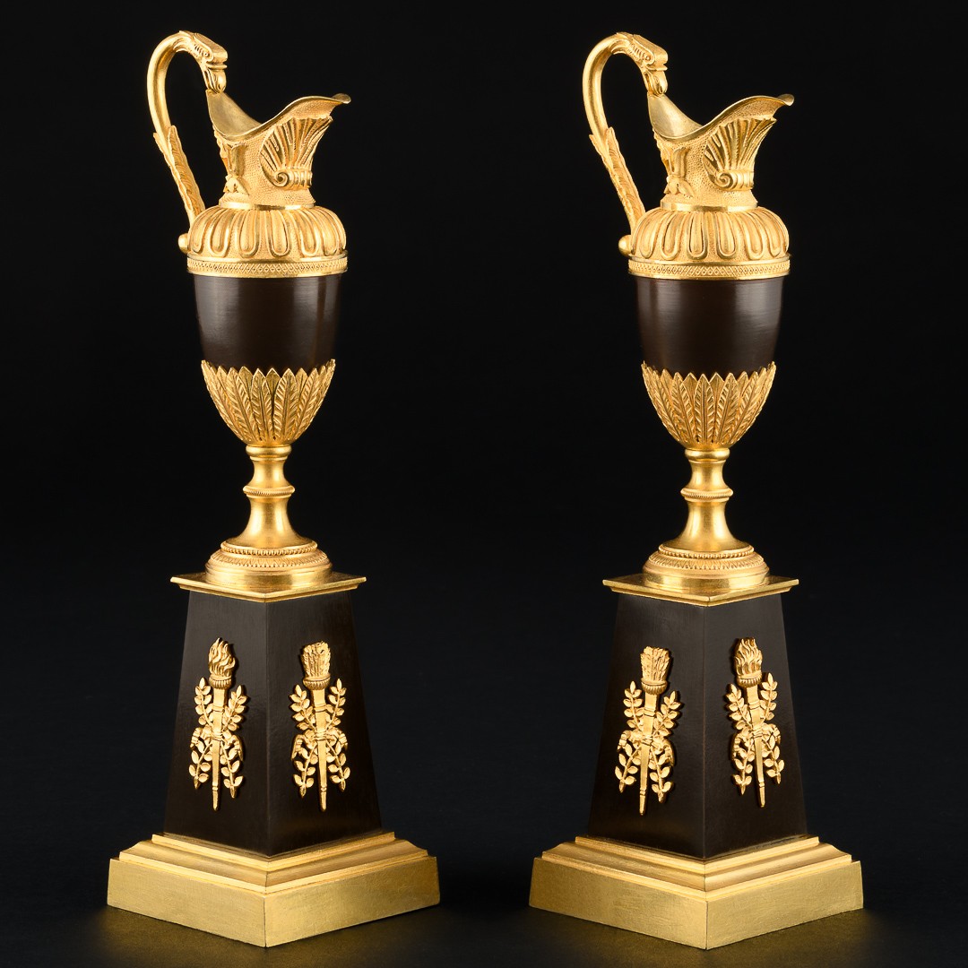 Rare Pair Of Empire Candlesticks In The Shape Of Ewers - Circa 1810-photo-3