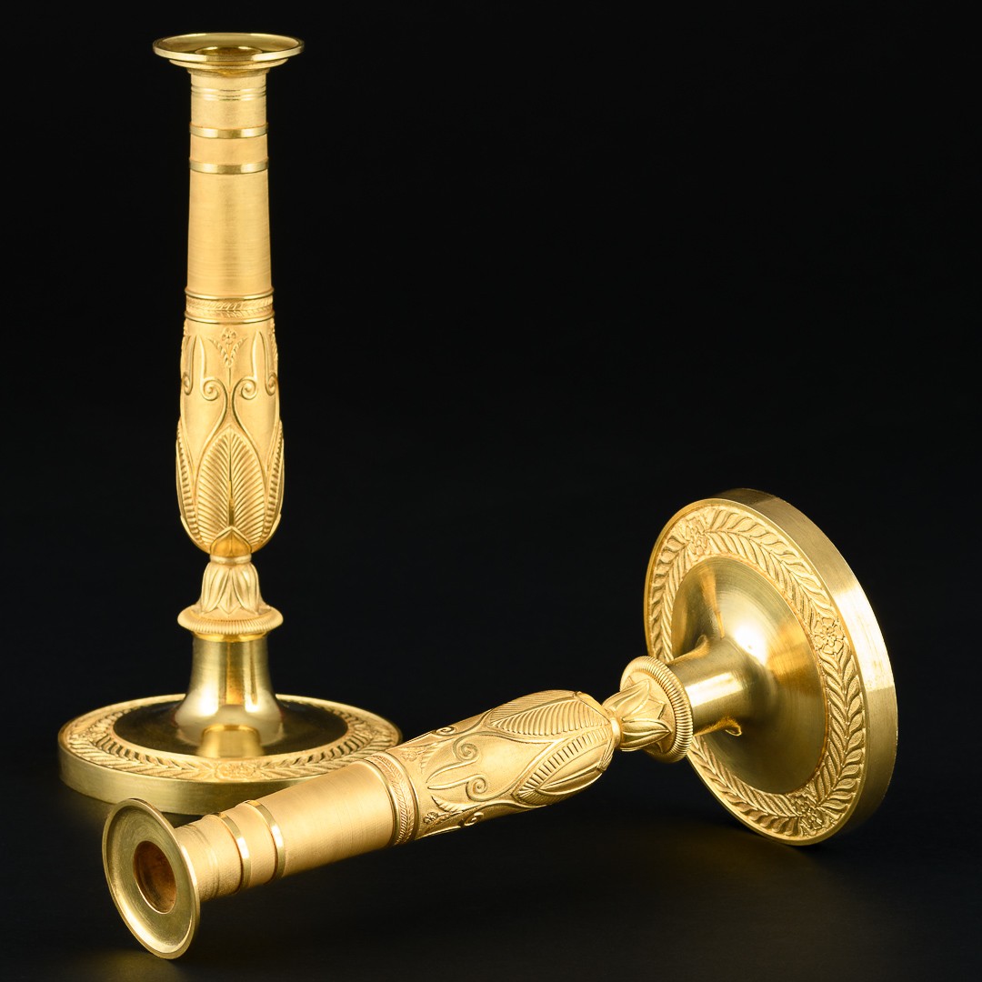 Louis - Isidore Choiselat - Large Pair Of Empire Candlesticks - Circa 1810 -photo-2