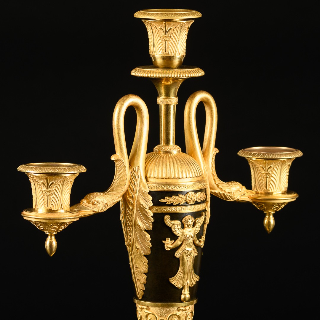 Claude Galle - Rare Paire de candélabres Empire en forme de vase - Vers 1805-photo-3