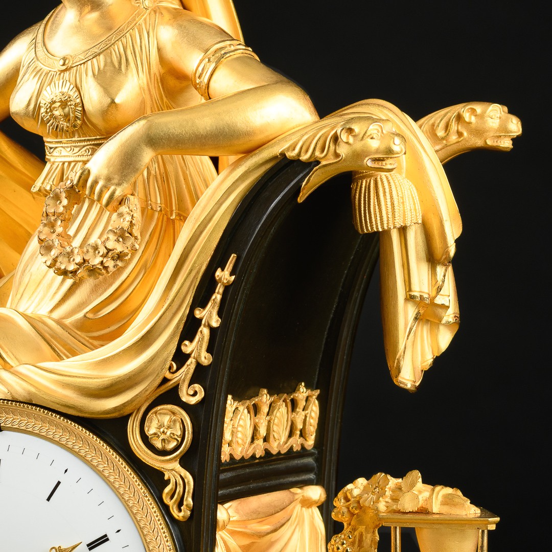 Rare Empire Mantel Clock “ Allegory Of Wisdom ” With Prudentia - Circa 1810-photo-3