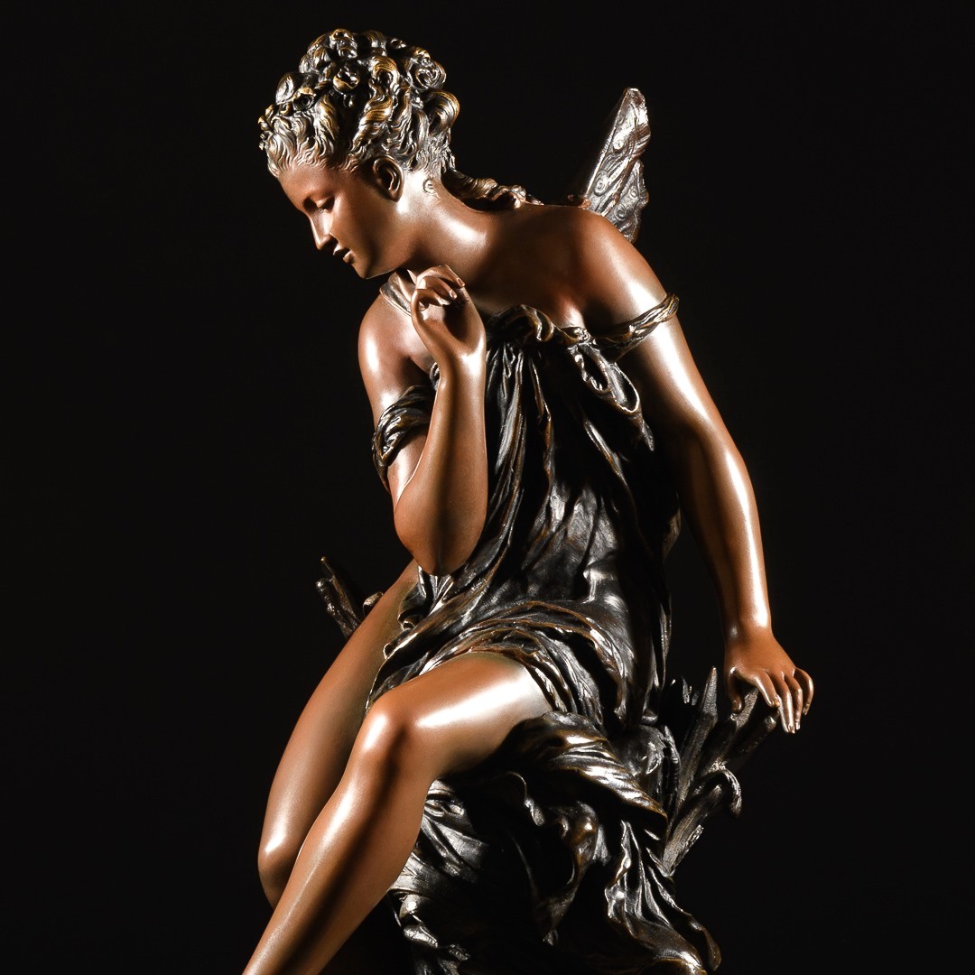 Mythological French Bronze Sculpture “ Ondine ” Signed Mathurin Moreau-photo-4