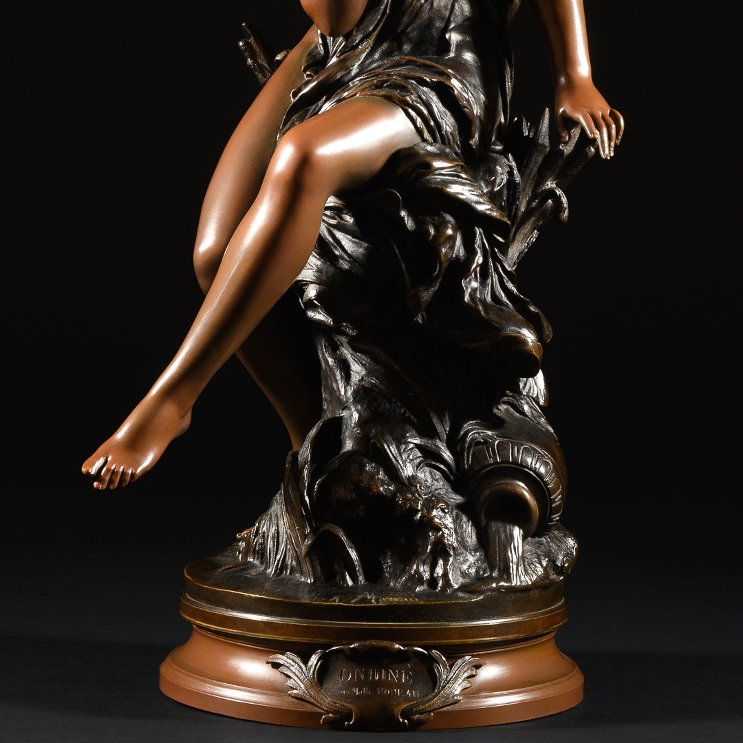 Mythological French Bronze Sculpture “ Ondine ” Signed Mathurin Moreau-photo-1