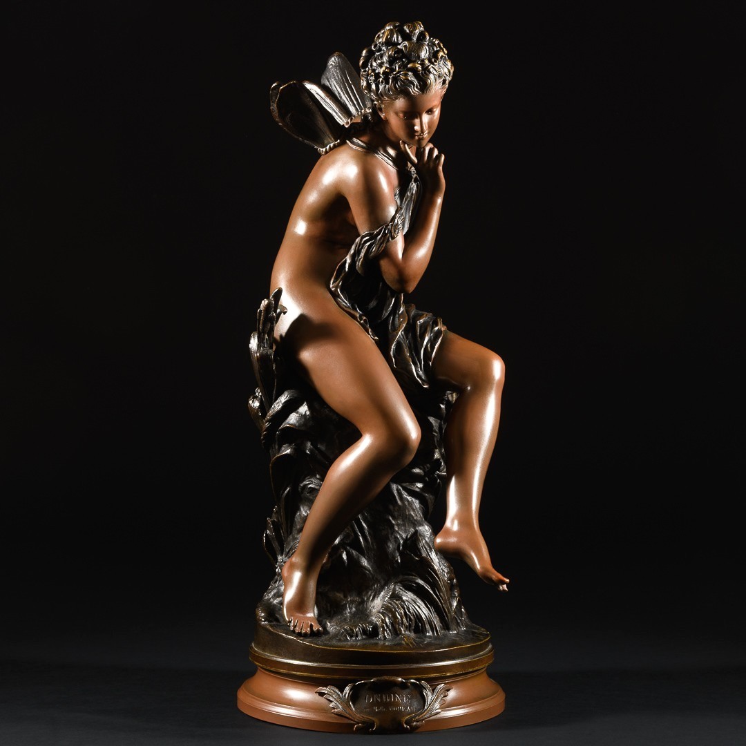 Mythological French Bronze Sculpture “ Ondine ” Signed Mathurin Moreau-photo-2