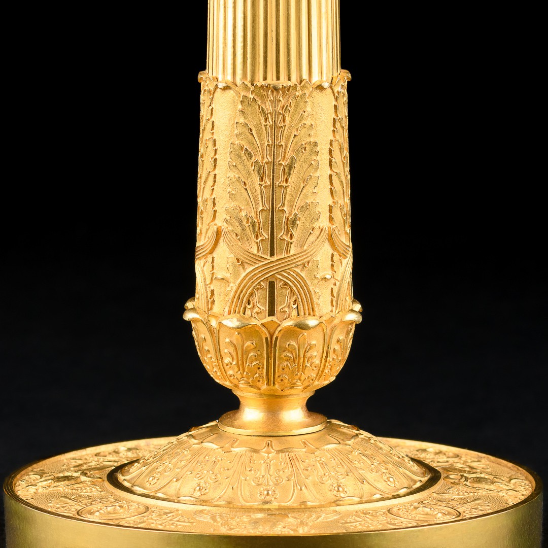 Grand paire de bougeoirs Empire avec masques de gorgon - Vers 1810-photo-4