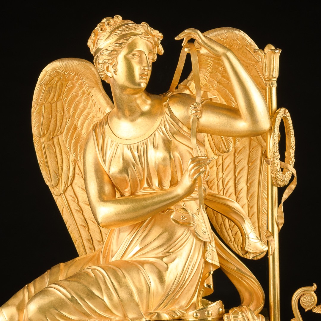 Signed Thomire - Mythological Empire Mantel Clock “ Iris Attaching Her Wings ”-photo-2
