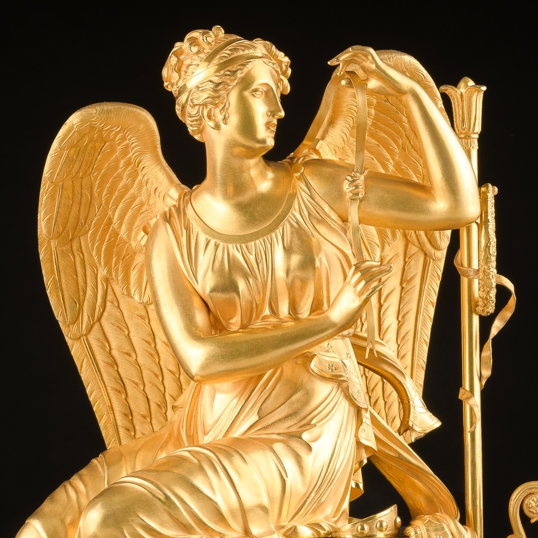 Signed Thomire - Mythological Empire Mantel Clock “ Iris Attaching Her Wings ”-photo-2