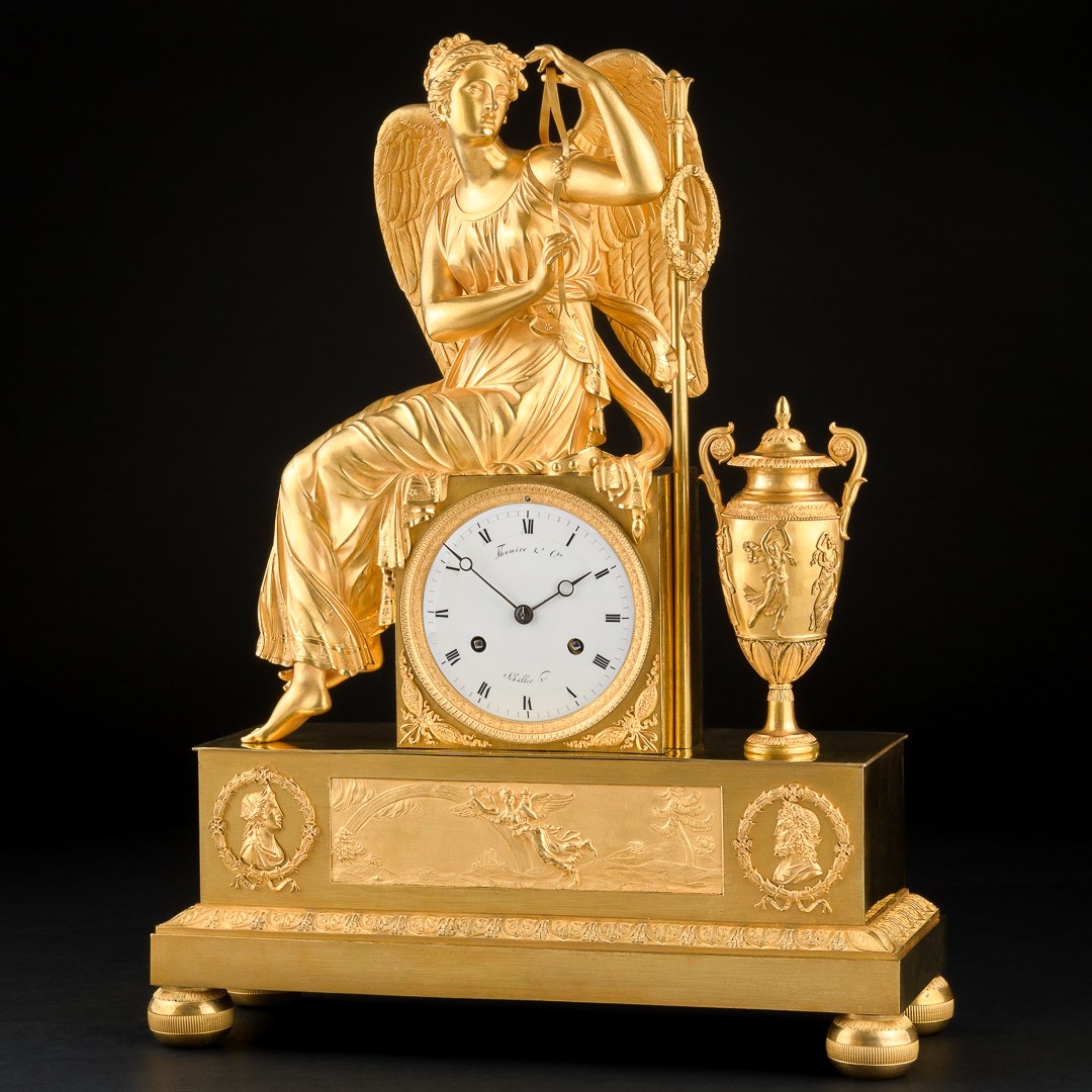 Signed Thomire - Mythological Empire Mantel Clock “ Iris Attaching Her Wings ”-photo-3