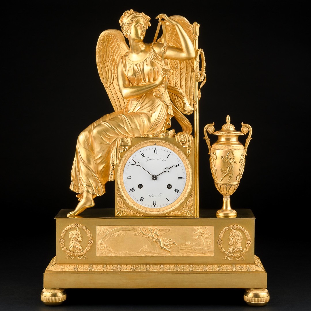 Signed Thomire - Mythological Empire Mantel Clock “ Iris Attaching Her Wings ”