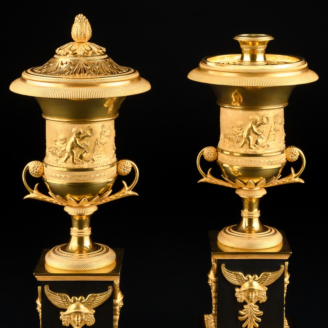 Rare Pair Of 18th Century Directory Period Cassolettes / Candleholders For Double Use -photo-2