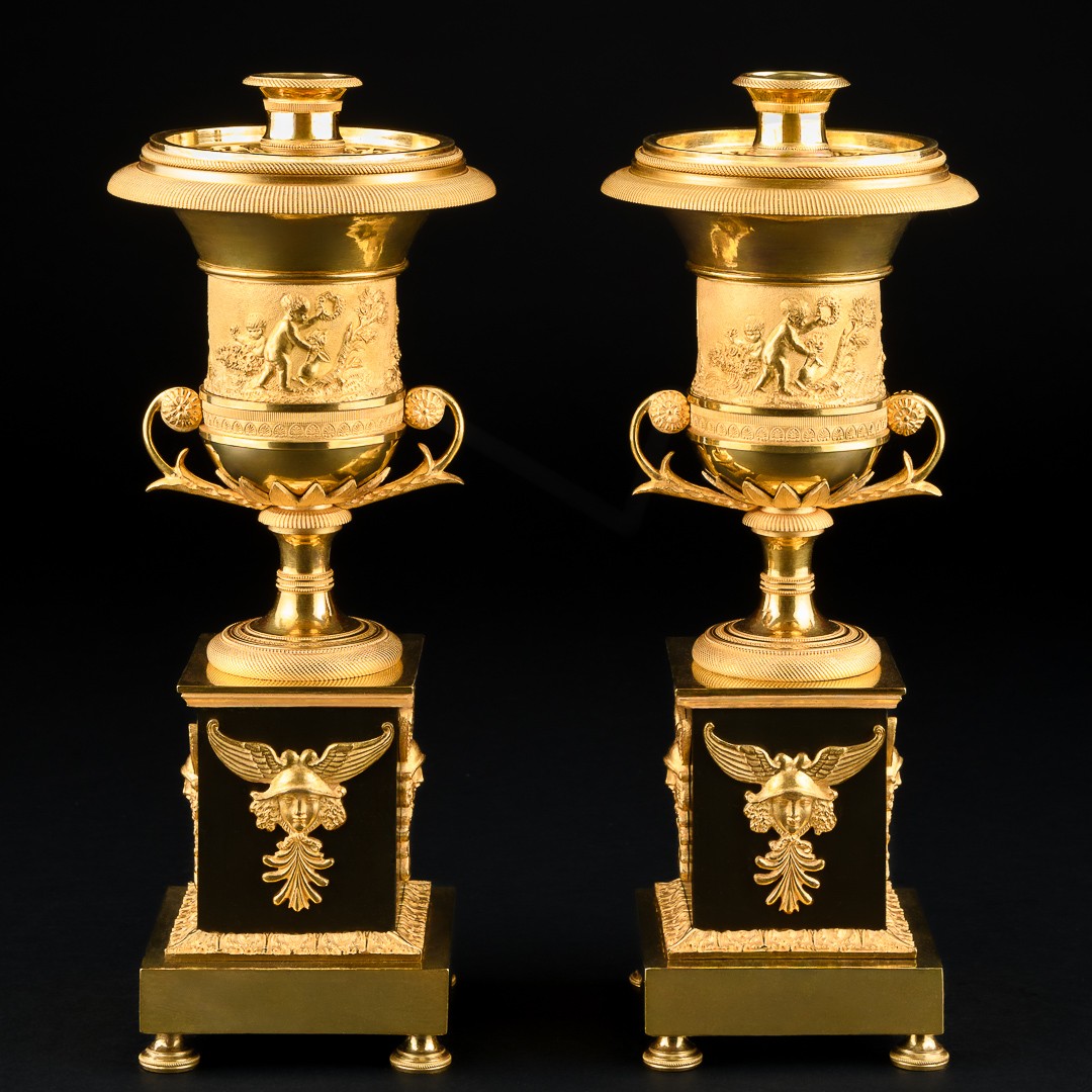 Rare Pair Of 18th Century Directory Period Cassolettes / Candleholders For Double Use -photo-3