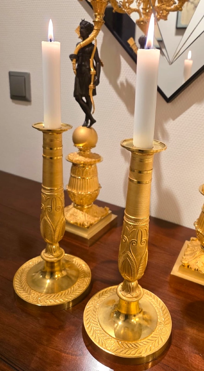 Louis - Isidore Choiselat - Grande Paire De Bougeoirs Empire - Vers 1810 -photo-2