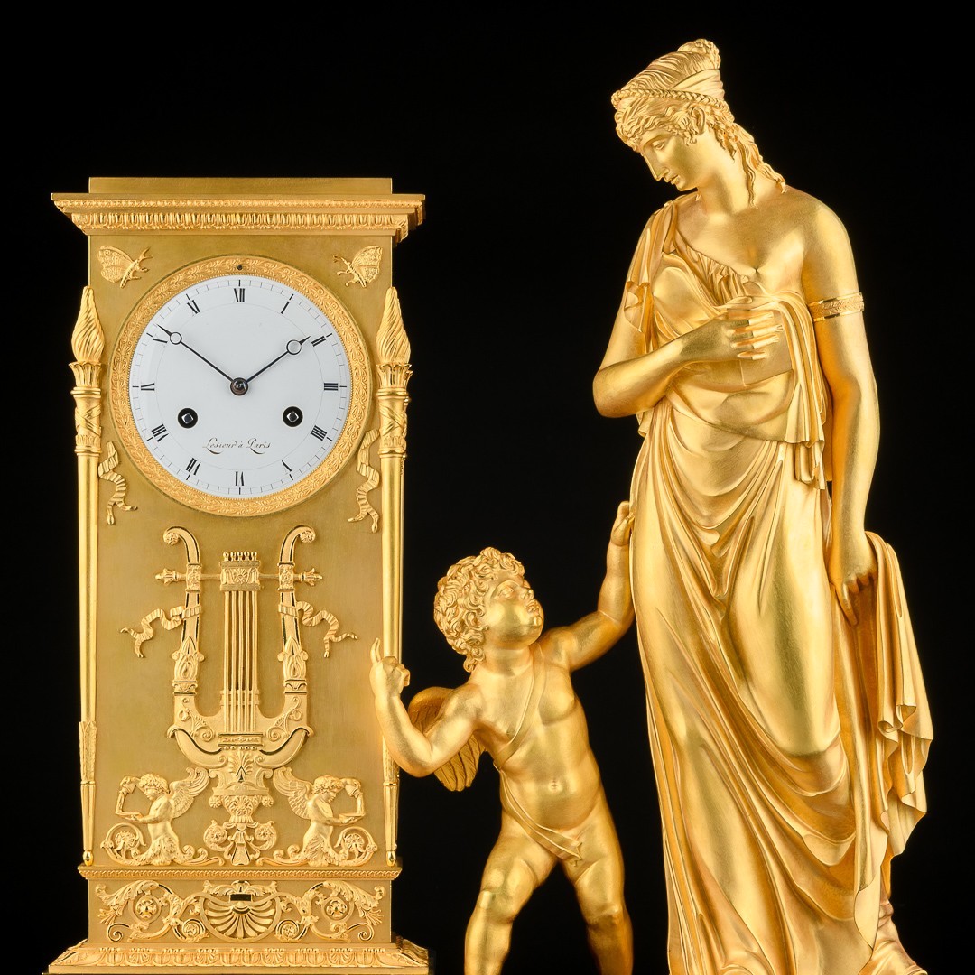 André - Antoine Ravrio - Mythological Empire Clock " Venus Guided By Love " - Circa 1805-photo-2
