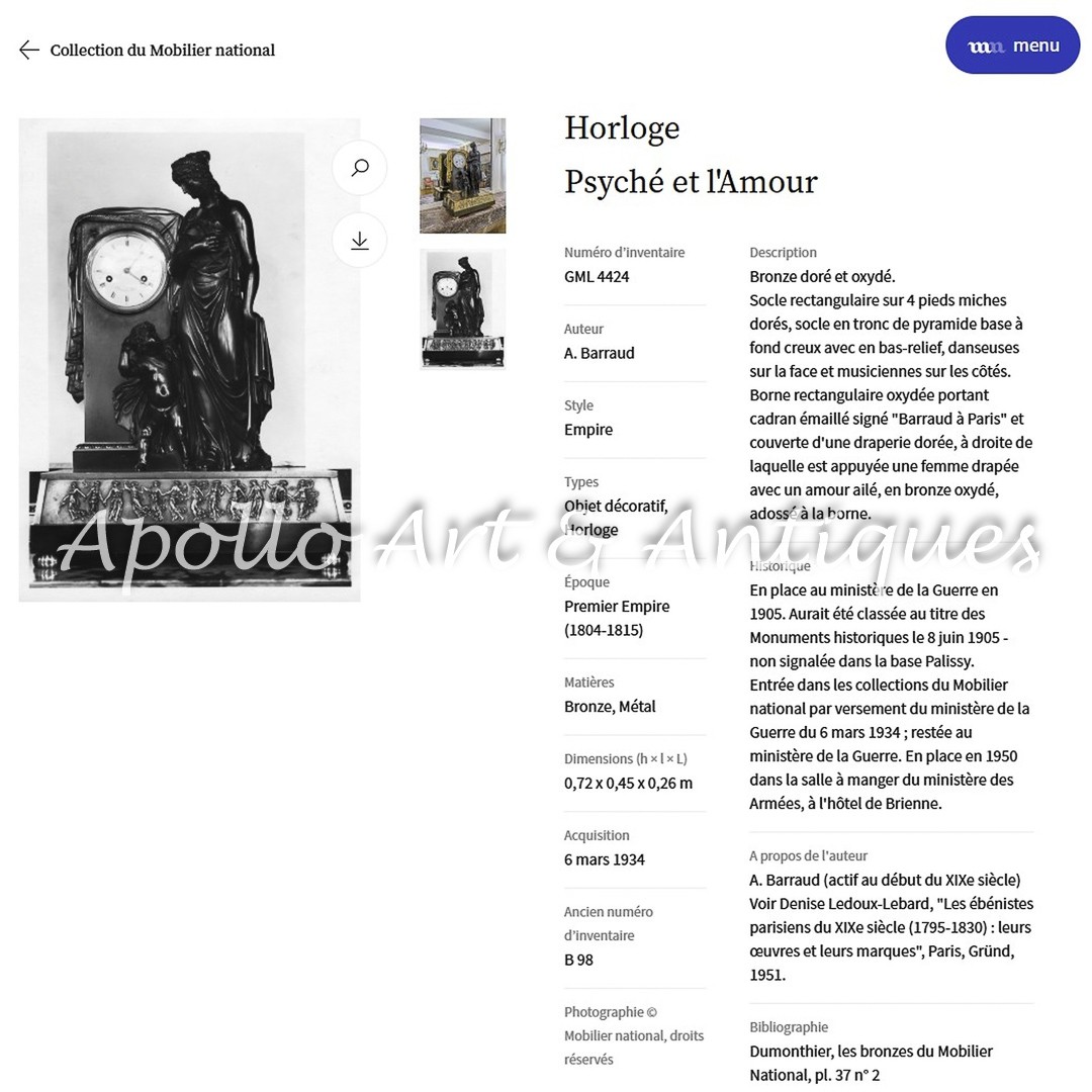 André - Antoine Ravrio - Mythological Empire Clock " Venus Guided By Love " - Circa 1805-photo-8