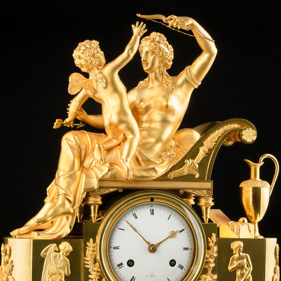 Rare Pendule Empire mythologique « Vénus désarmant l’Amour » - Vers 1810-photo-2