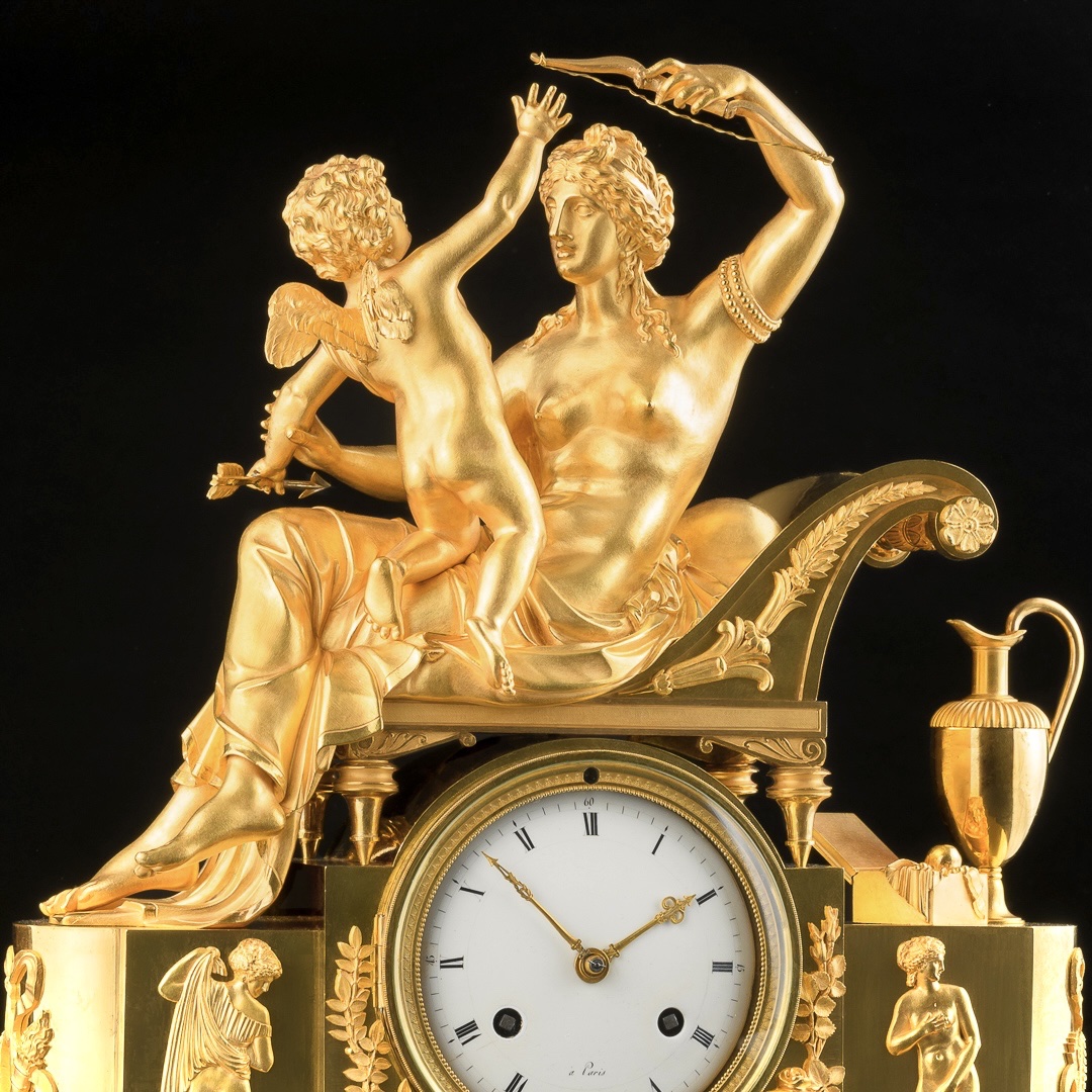 Rare Pendule Empire mythologique « Vénus désarmant l’Amour » - Vers 1810-photo-2
