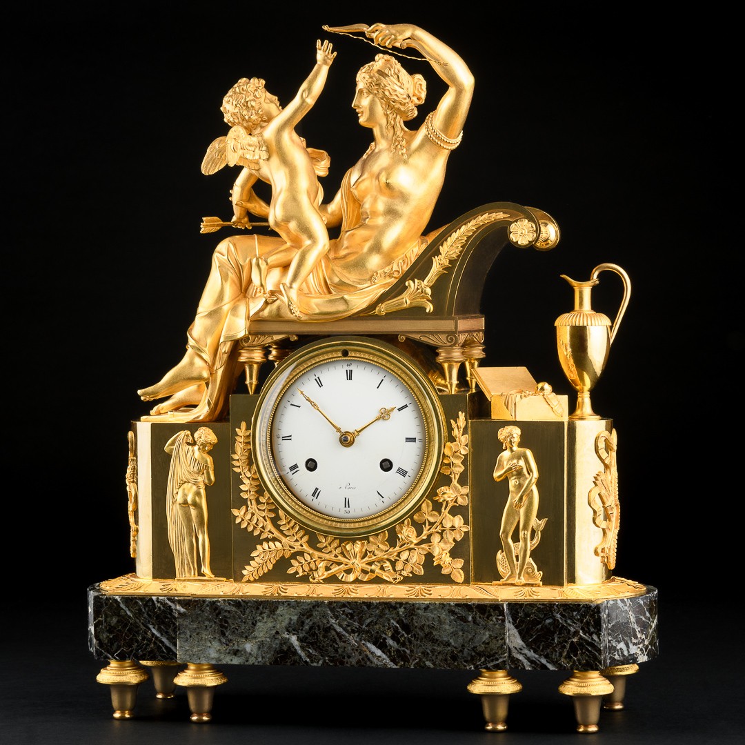 Rare Pendule Empire mythologique « Vénus désarmant l’Amour » - Vers 1810-photo-2