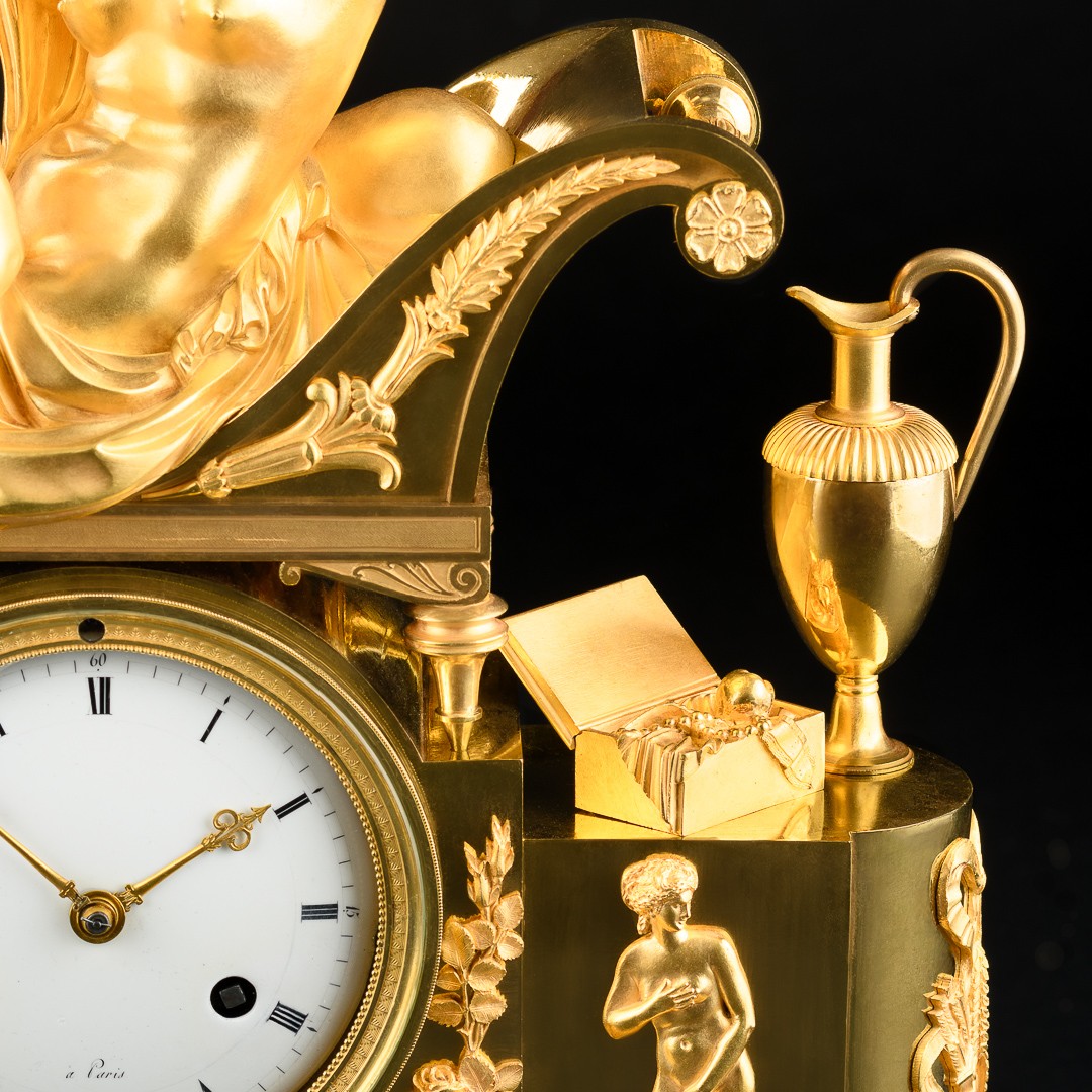 Rare Pendule Empire mythologique « Vénus désarmant l’Amour » - Vers 1810-photo-4