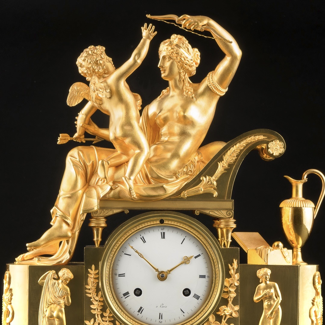 Rare Pendule Empire mythologique « Vénus désarmant l’Amour » - Vers 1810-photo-1
