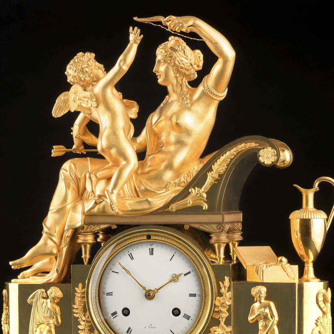 Rare Pendule Empire mythologique « Vénus désarmant l’Amour » - Vers 1810-photo-4
