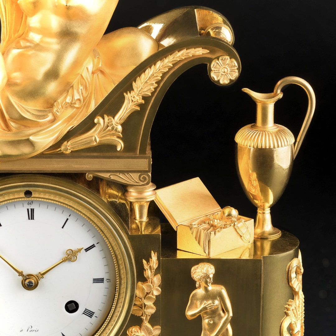 Rare Pendule Empire mythologique « Vénus désarmant l’Amour » - Vers 1810-photo-5