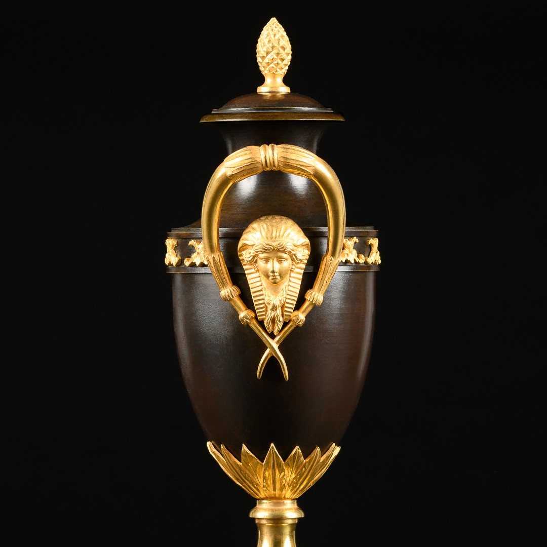 Rare Paire de cassolettes / bougeoirs à double usage d’époque Consulat (1799-1804)-photo-3