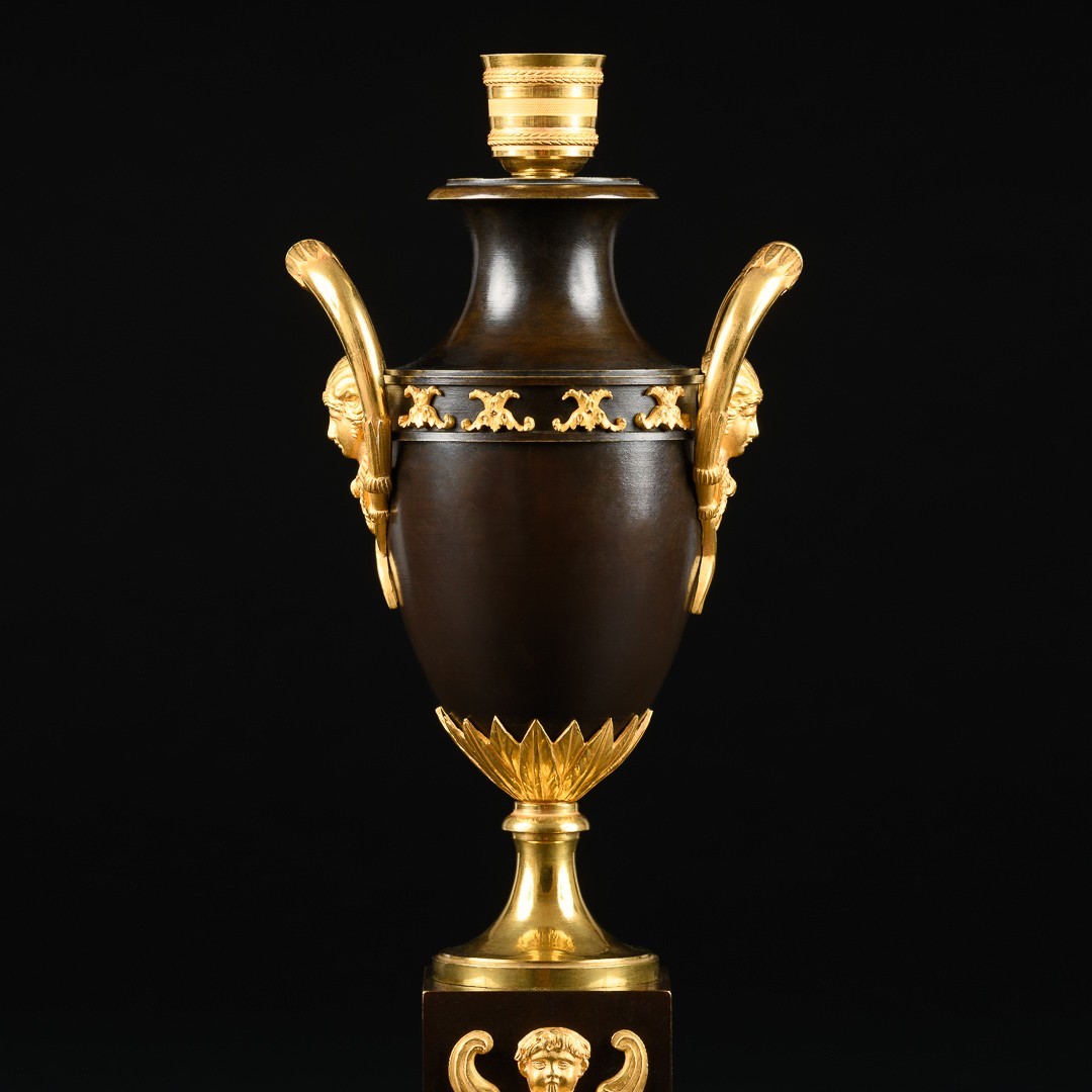 Rare Paire de cassolettes / bougeoirs à double usage d’époque Consulat (1799-1804)-photo-2