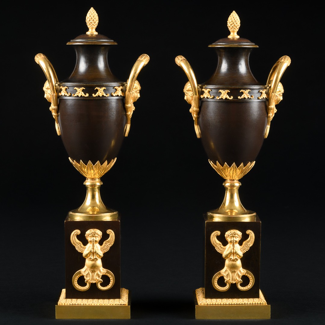 Rare Paire de cassolettes / bougeoirs à double usage d’époque Consulat (1799-1804)-photo-3