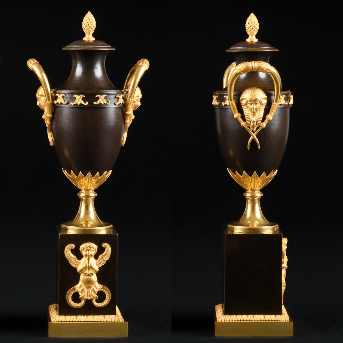 Rare Paire de cassolettes / bougeoirs à double usage d’époque Consulat (1799-1804)