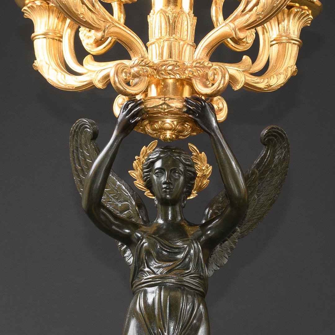 Imposing Pair Of Empire French Candelabra With Winged Victory-photo-2