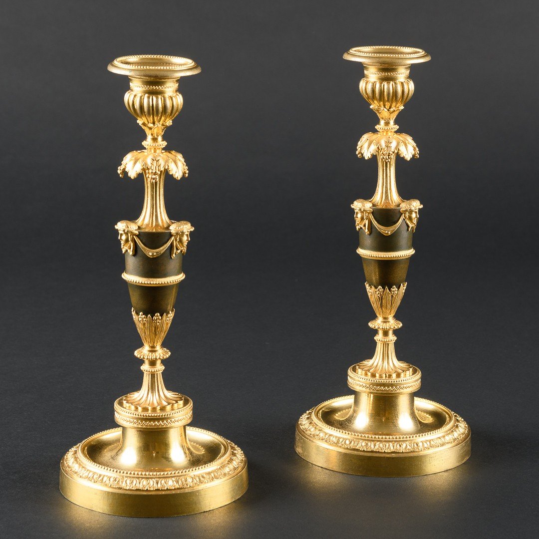 Decorative Pair Of 18th Century Directory Period Candlesticks-photo-2