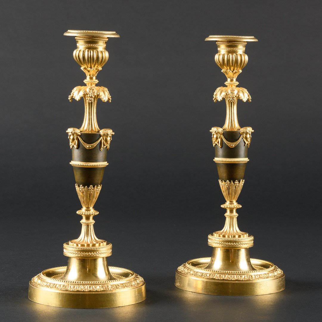 Decorative Pair Of 18th Century Directory Period Candlesticks-photo-3