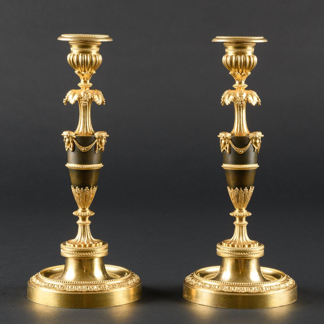 Decorative Pair Of 18th Century Directory Period Candlesticks